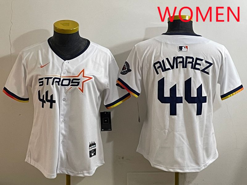 Women Houston Astros #44 Alvarez White three generations Joint Name Nike 2025 MLB Jersey style 4->women mlb jersey->Women Jersey